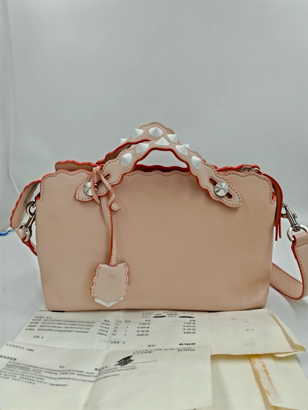 🌸Authentic FENDI By The Way Pink Leather Studded Scalloped Shoulder Crossbody🌸 - Picture 4 of 15